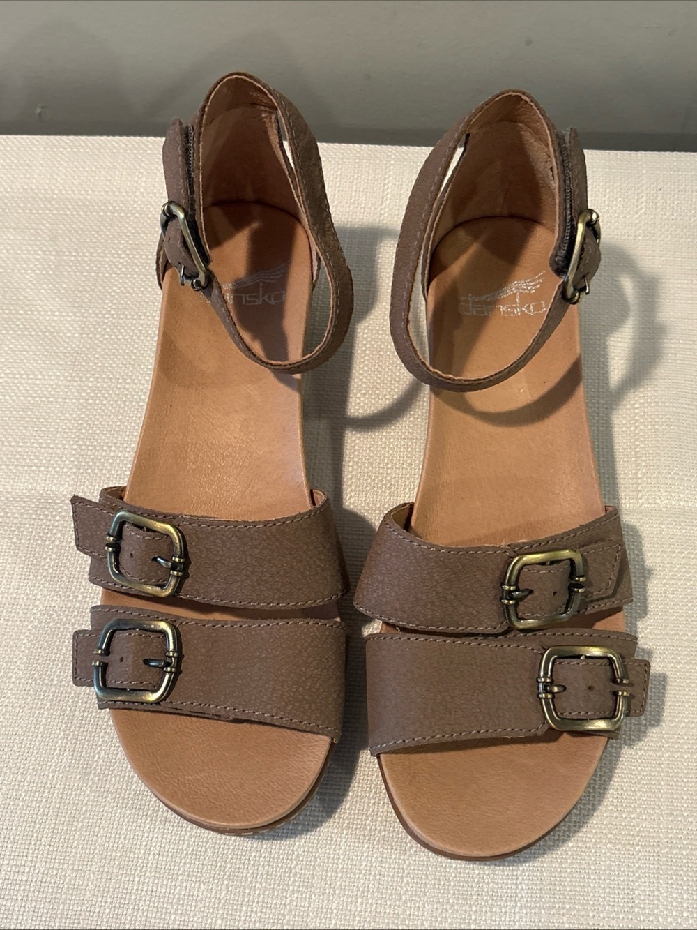 Dansko Brown Leather Ankle-Strap Buckle Sandals